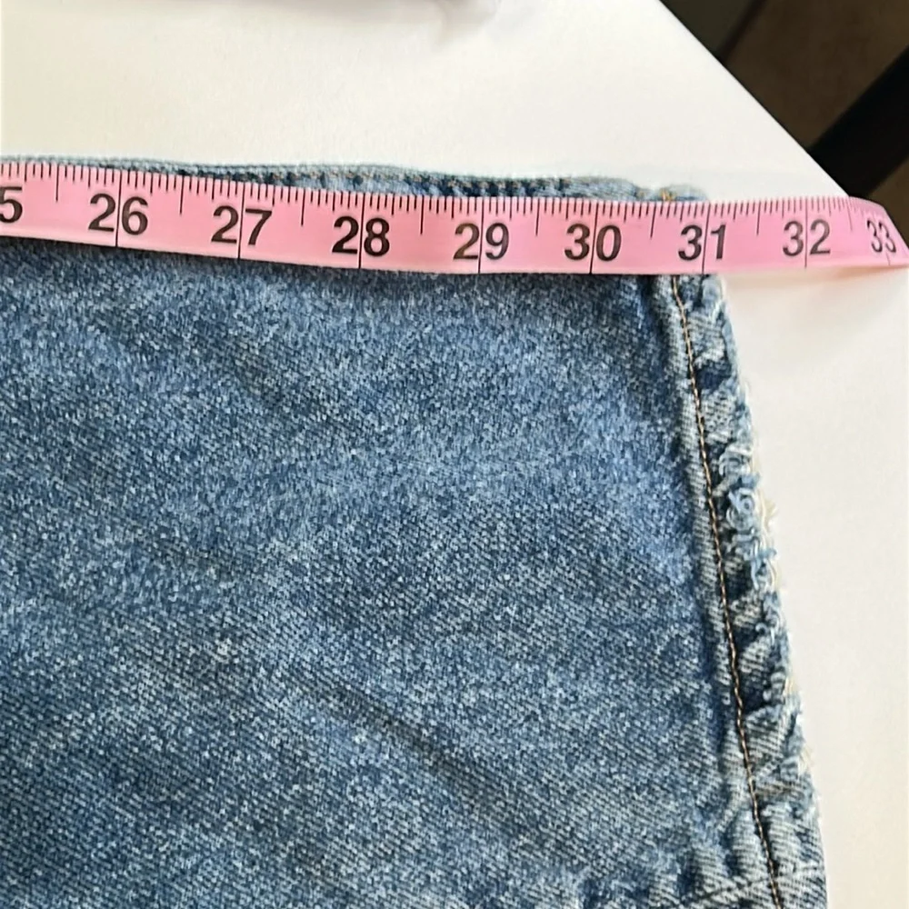 FREE PEOPLE CRVY HIGH WAIST BUTTON FLY BLUE DINEM 100% COTTON SZ 28
